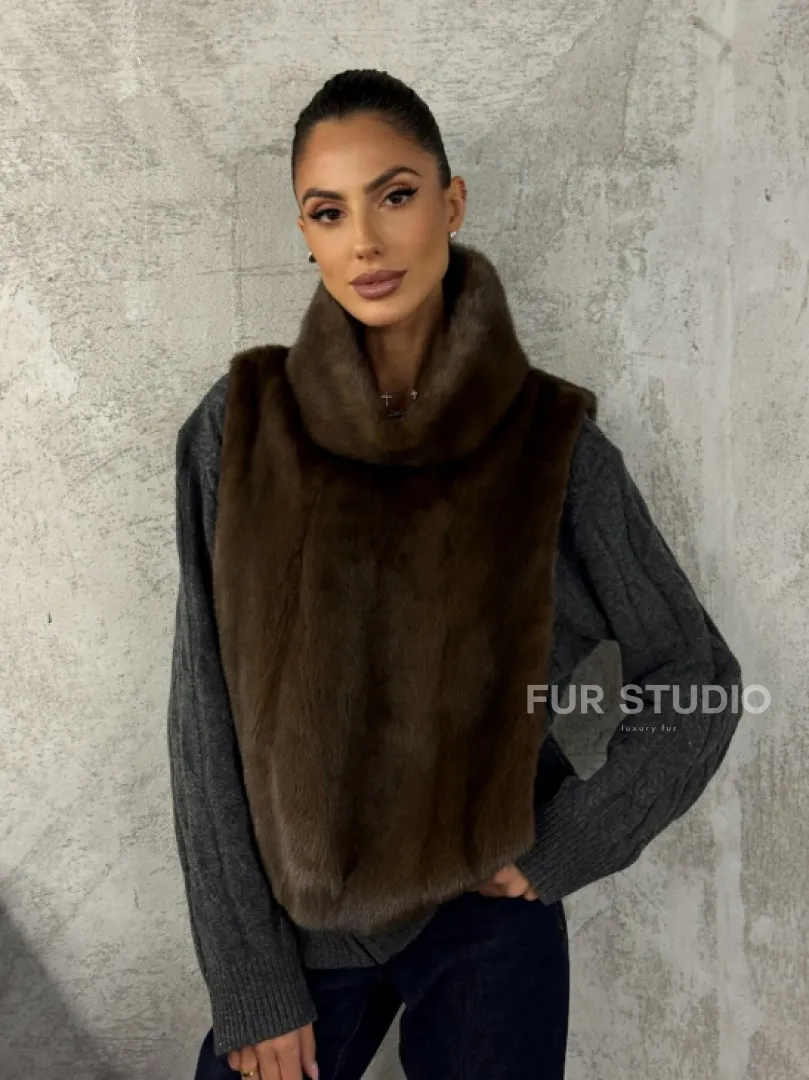 Манишка норковая - цвет соболь - фото 9