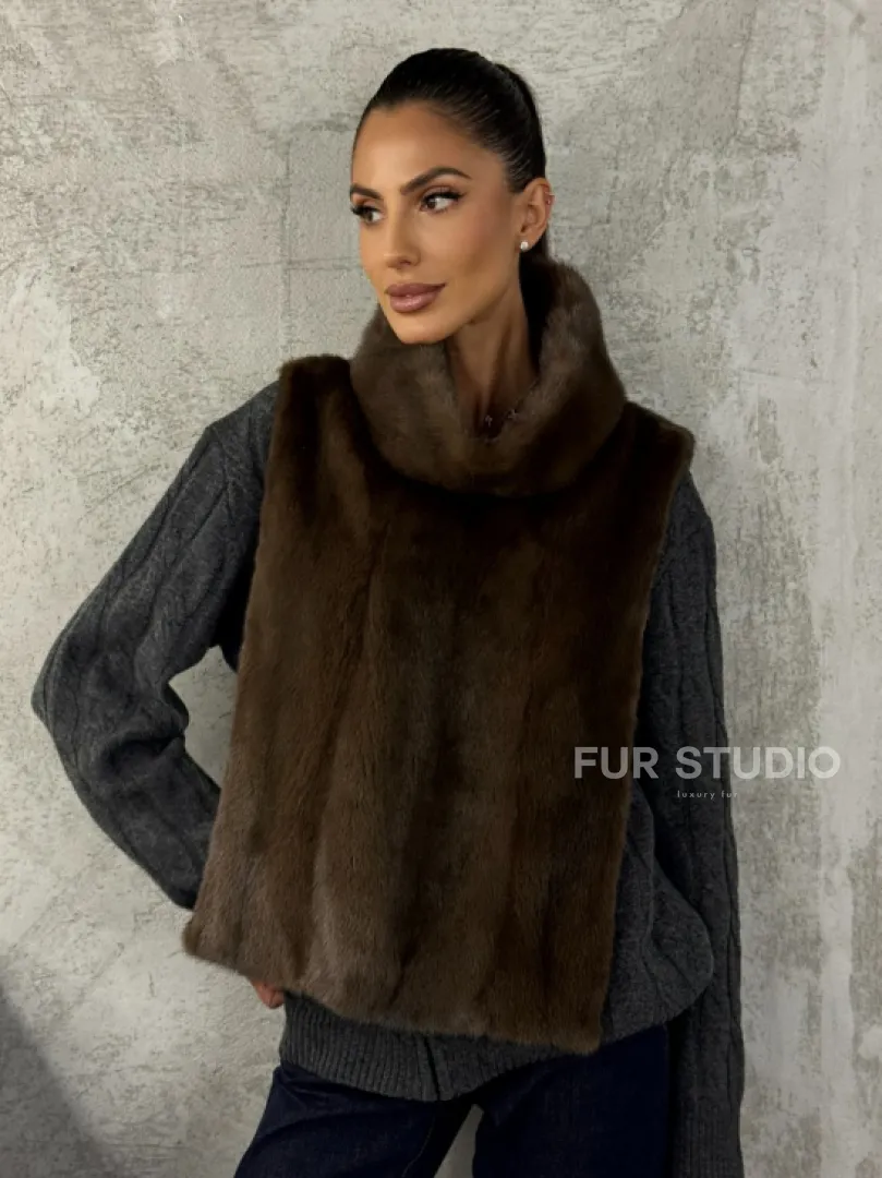 Манишка норковая - цвет соболь - фото 0