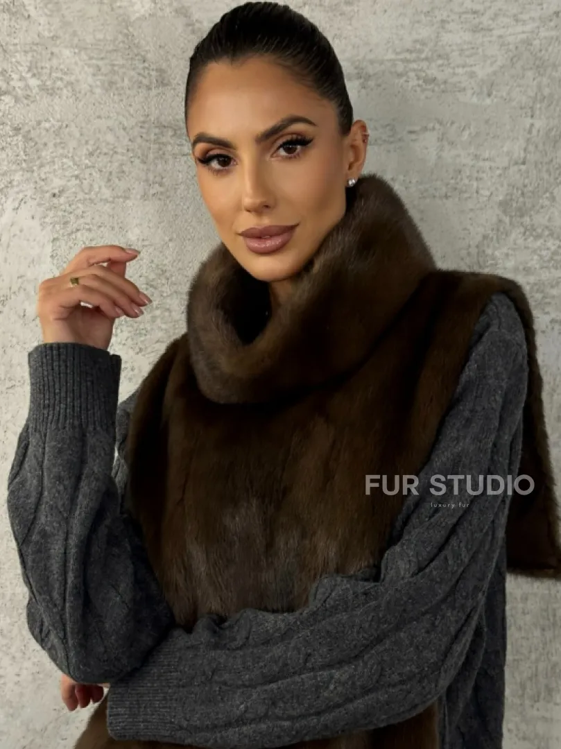 Манишка норковая - цвет соболь - фото 4