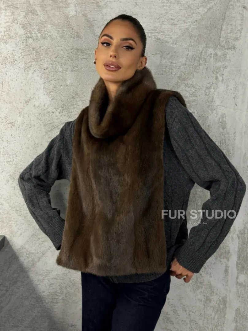 Манишка норковая - цвет соболь - фото 7