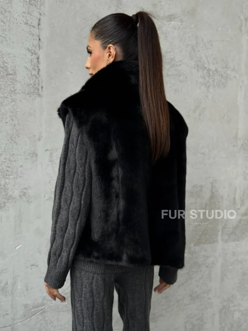 Черная норковая жилетка - фото 4