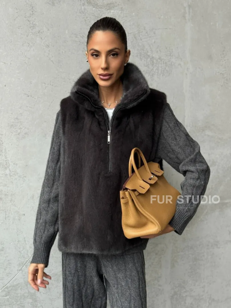 Меховая манишка из меха норки - фото 10