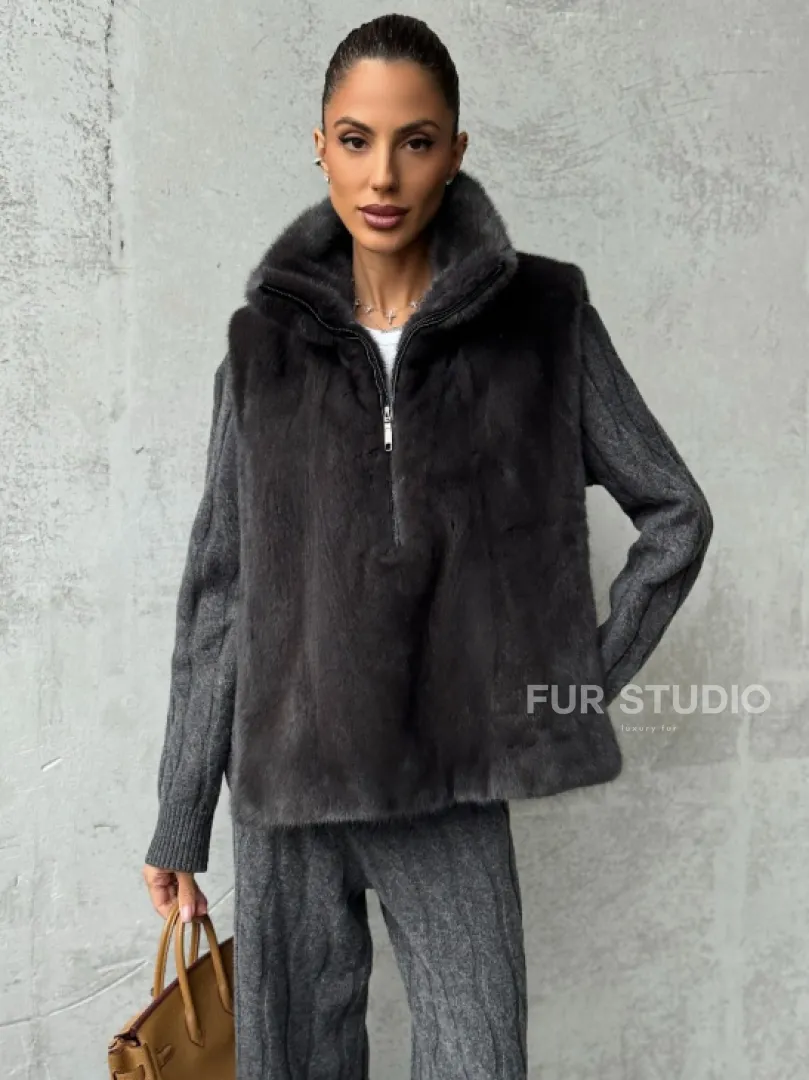 Меховая манишка из меха норки - фото 4