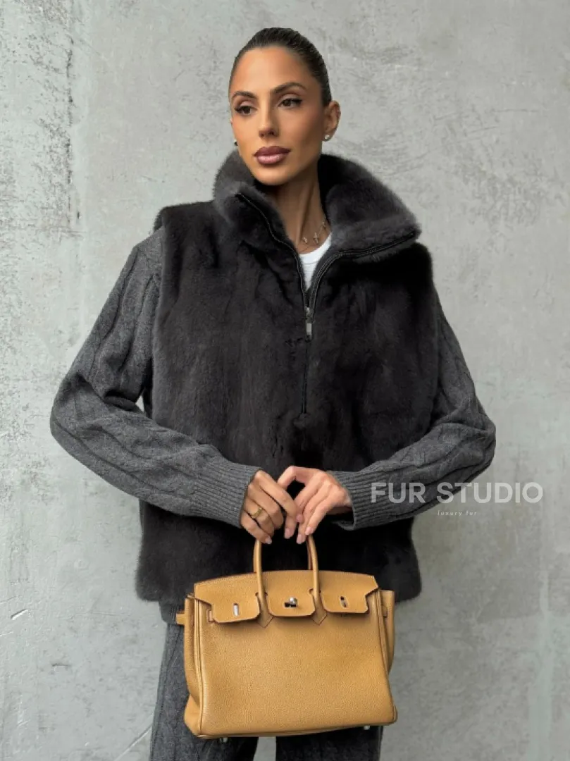 Меховая манишка из меха норки - фото 0