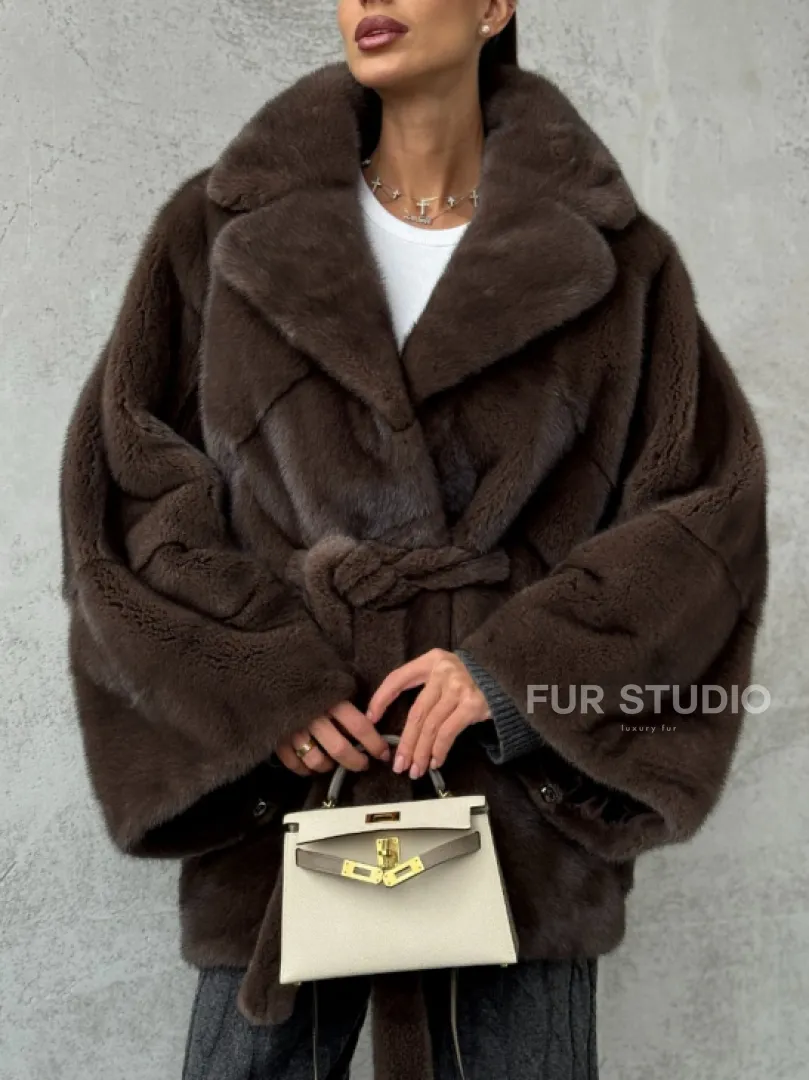 Полушубок норковый с английским воротником - летучка - фото 4