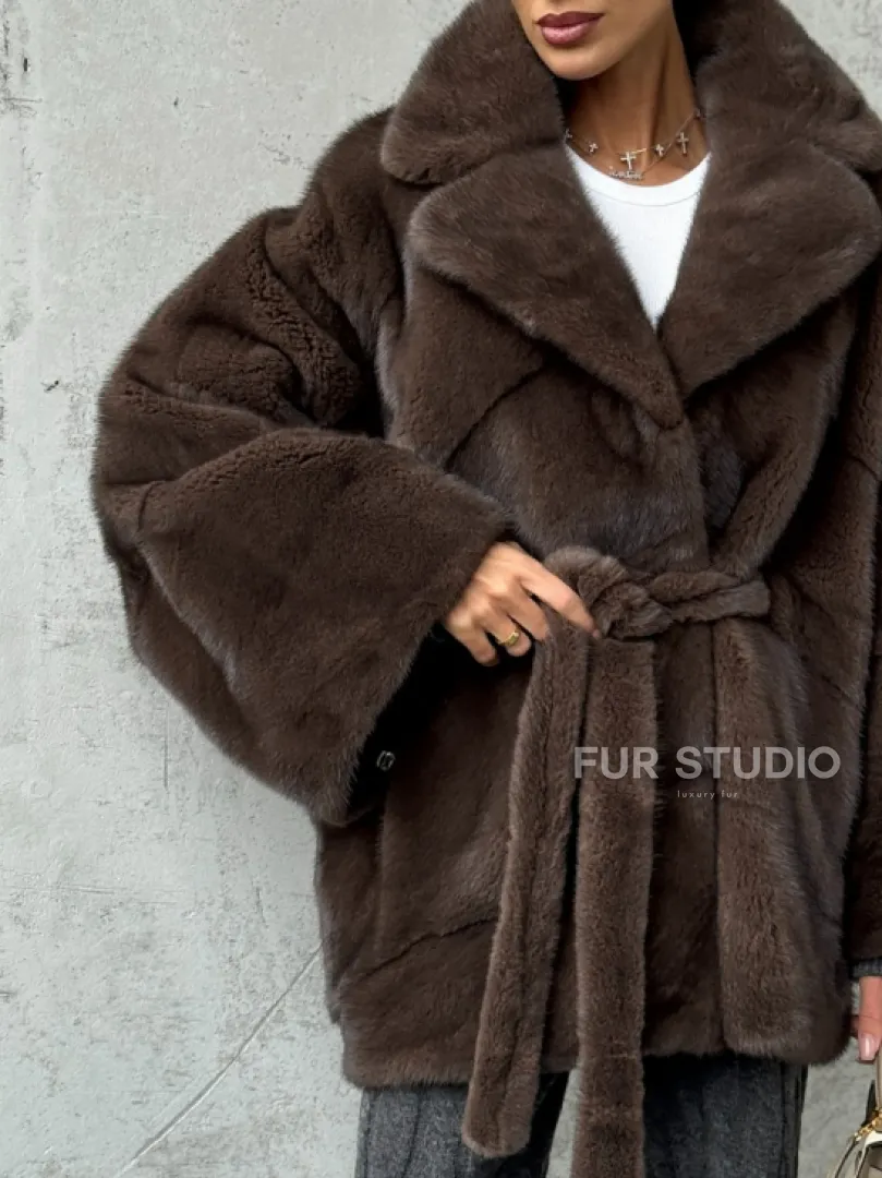 Полушубок норковый с английским воротником - летучка - фото 2