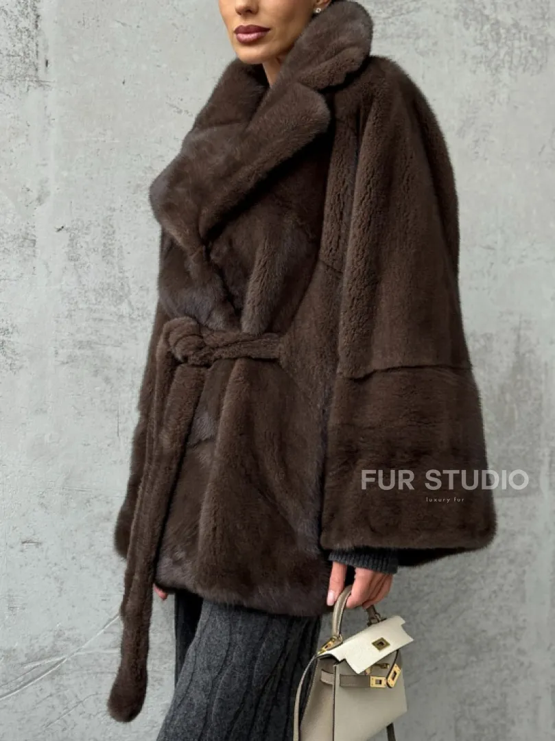 Полушубок норковый с английским воротником - летучка - фото 6