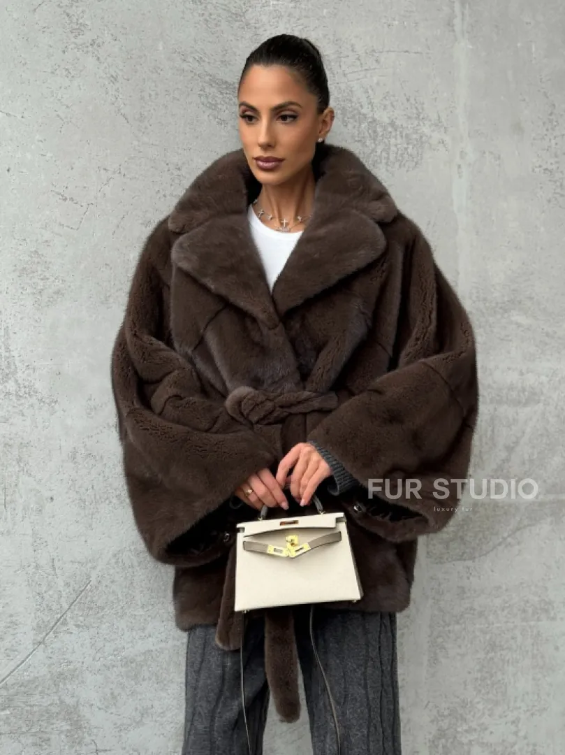 Полушубок норковый с английским воротником - летучка - фото 8