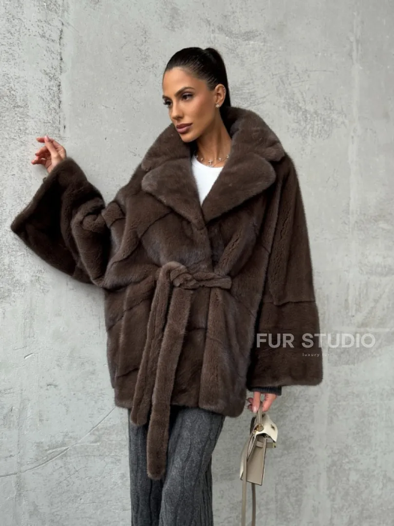 Полушубок норковый с английским воротником - летучка - фото 11