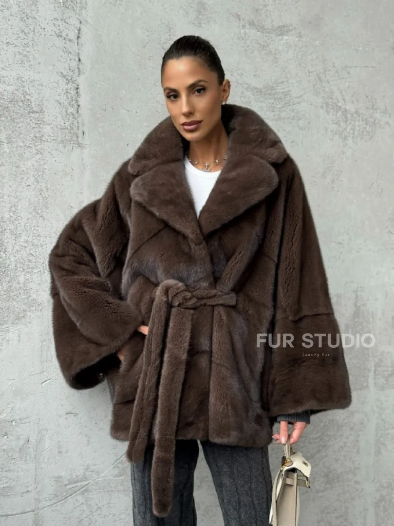 Полушубок норковый с английским воротником - летучка - фото 0