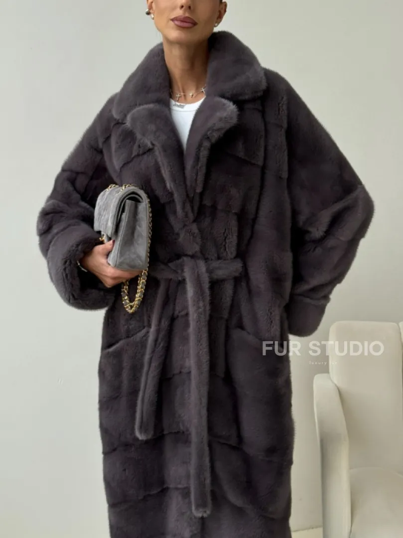 Норковая шуба - графит - фото 2