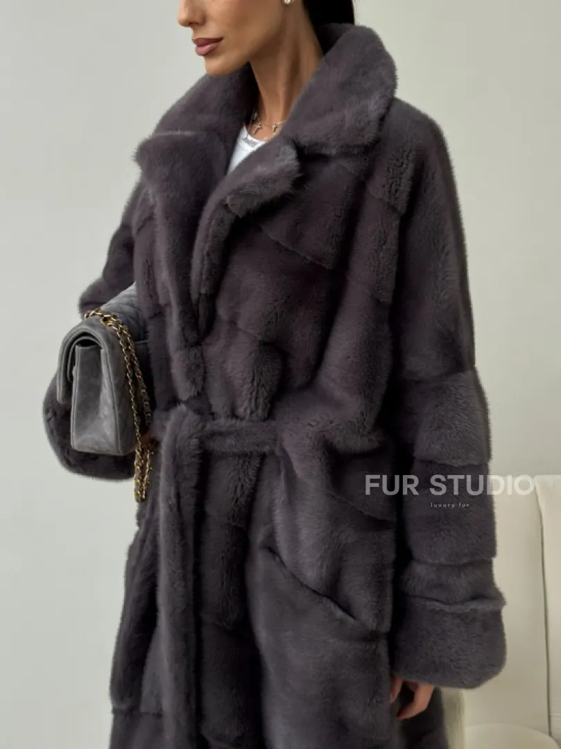 Норковая шуба - графит - фото 1