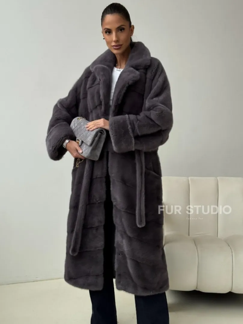 Норковая шуба - графит - фото 0