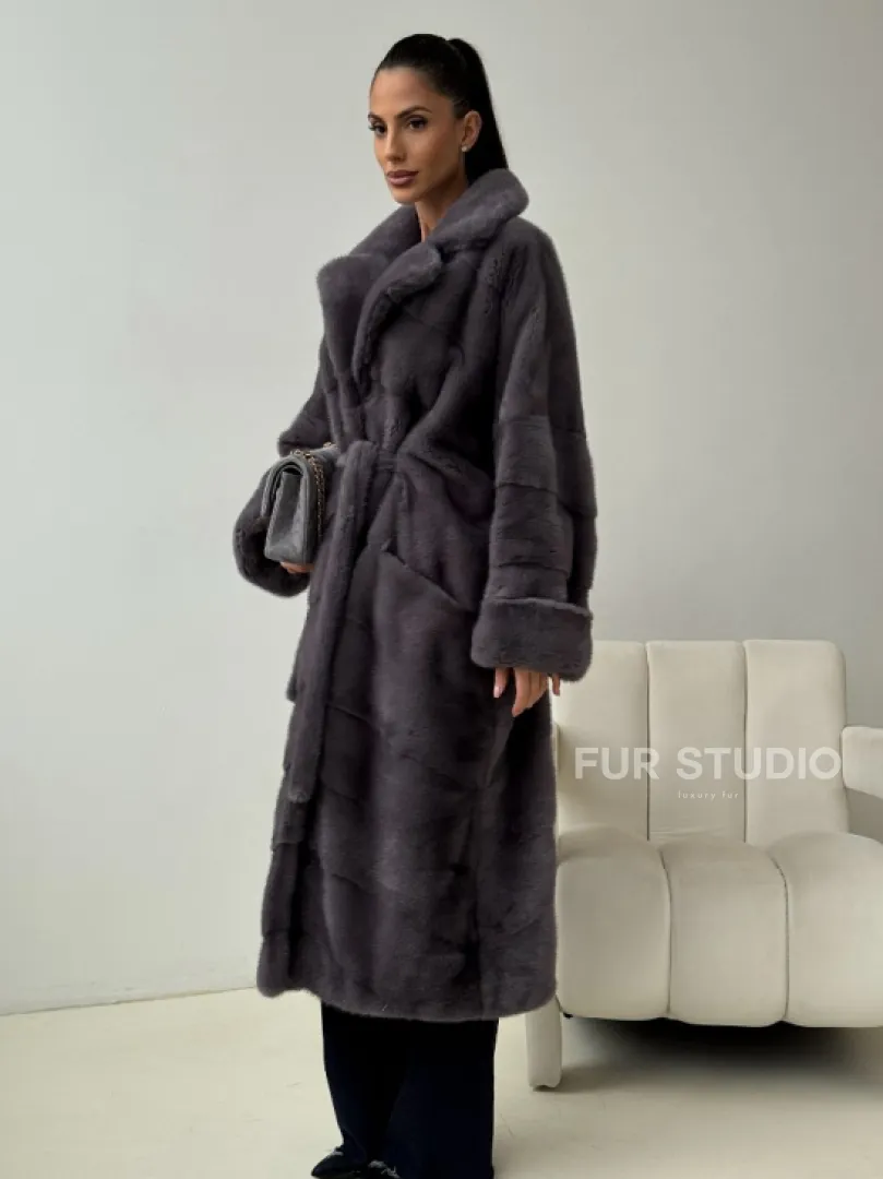 Норковая шуба - графит
