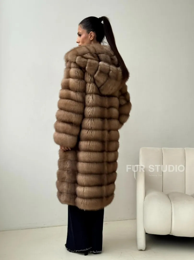 Шуба из куницы с капюшоном кобра - фото 9