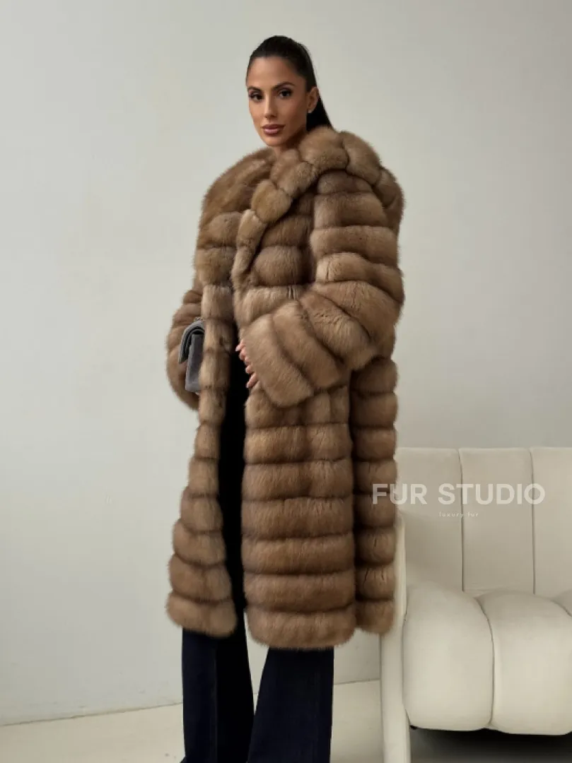 Шуба из куницы с капюшоном кобра - фото 7