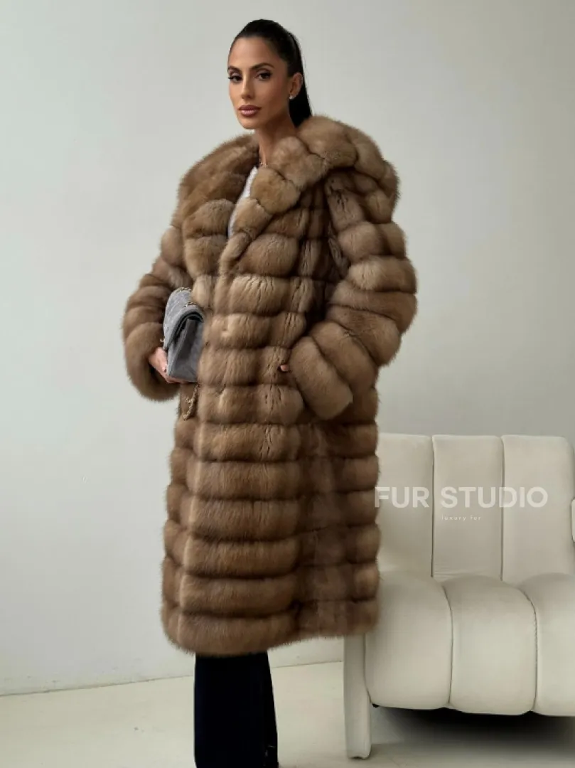 Шуба из куницы с капюшоном кобра - фото 3