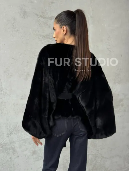 Черная натуральная женская норковая шуба - фото 5