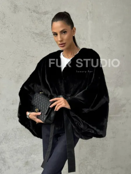 Черная натуральная женская норковая шуба - фото 0