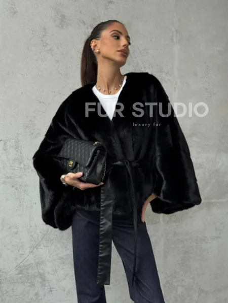 Черная натуральная женская норковая шуба - фото 6