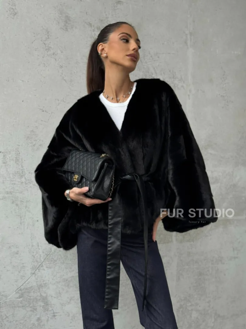 Черная натуральная женская норковая шуба - фото 6
