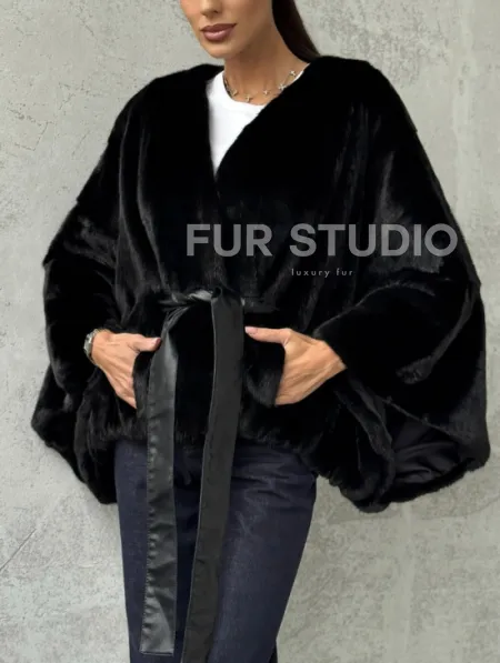 Черная натуральная женская норковая шуба - фото 1