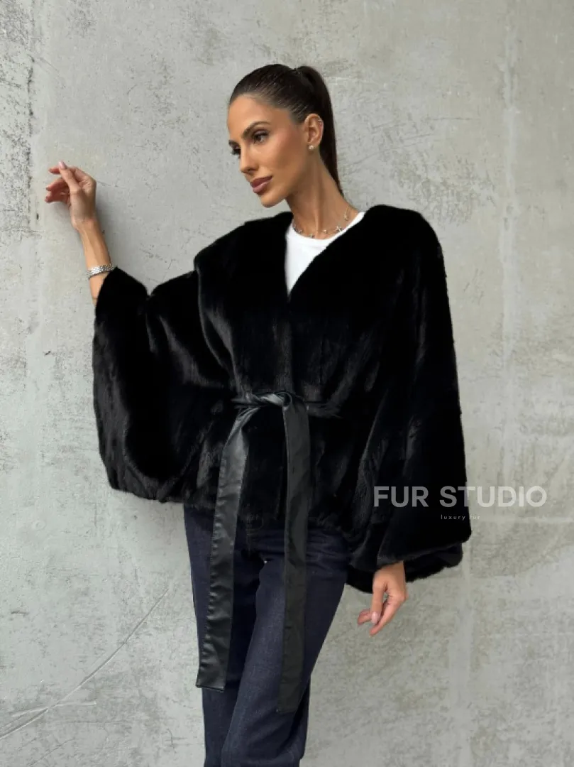 Черная натуральная женская норковая шуба - фото 7