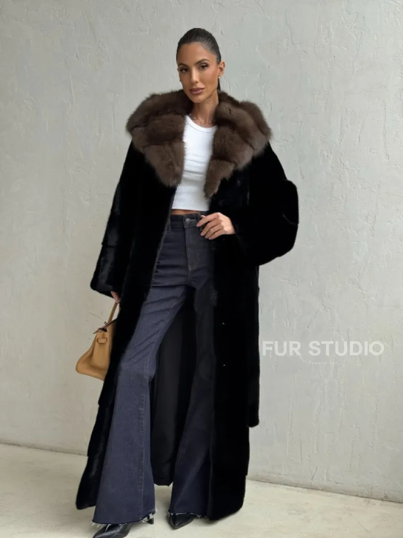 Длинная шуба из аукционного меха норки SAGA FURS - фото 11