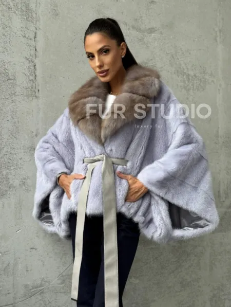 Короткая норковая шуба с воротником куницы - фото 9