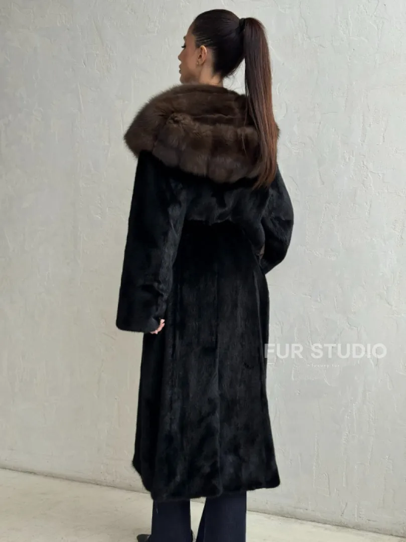 Норка кимоно BLACKGLAMA С капюшоном - фото 3