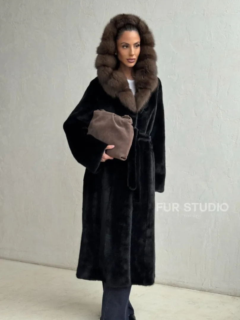 Норка кимоно BLACKGLAMA С капюшоном - фото 7