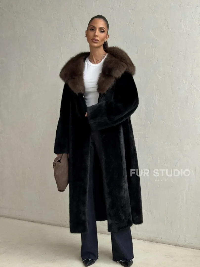 Норка кимоно BLACKGLAMA С капюшоном