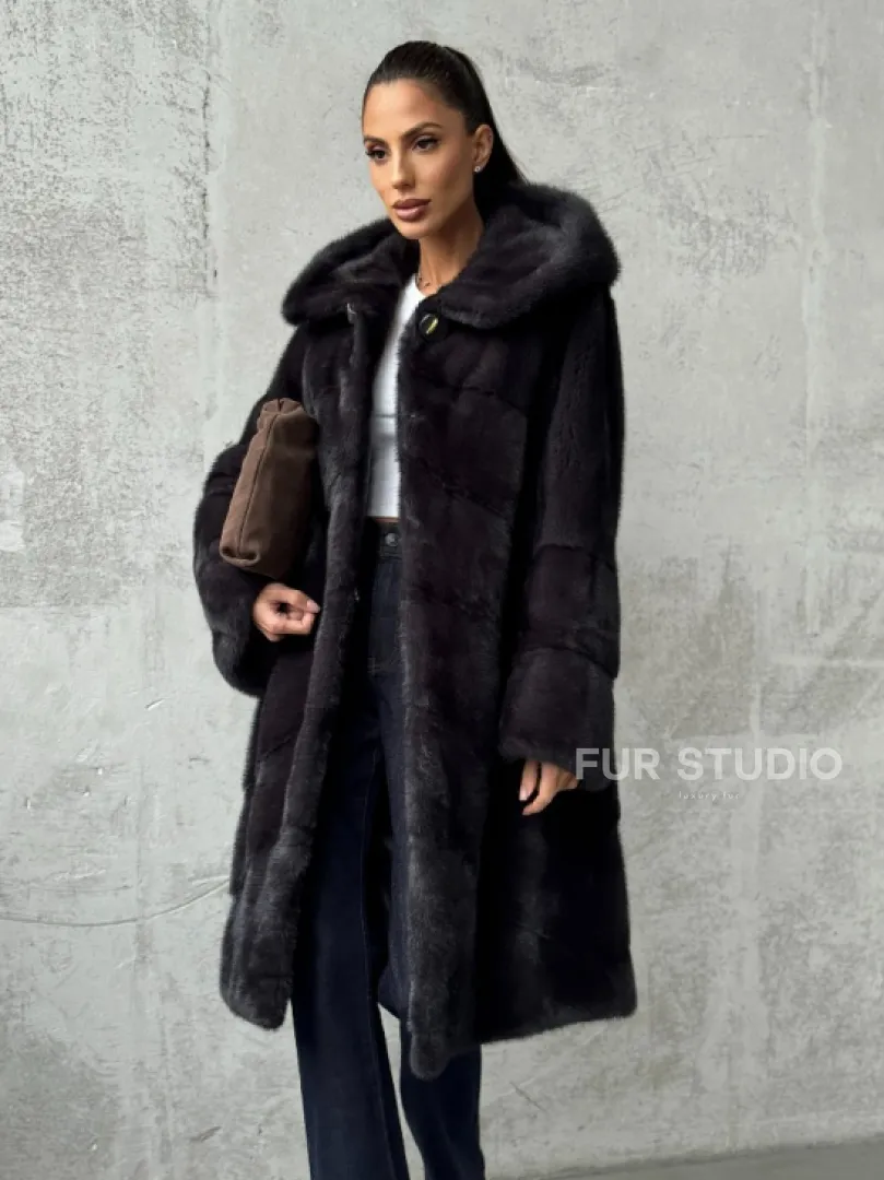 Норковая женская шуба с капюшоном - фото 4