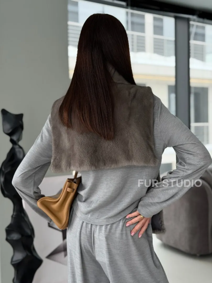 Манишка норковая серая - фото 17