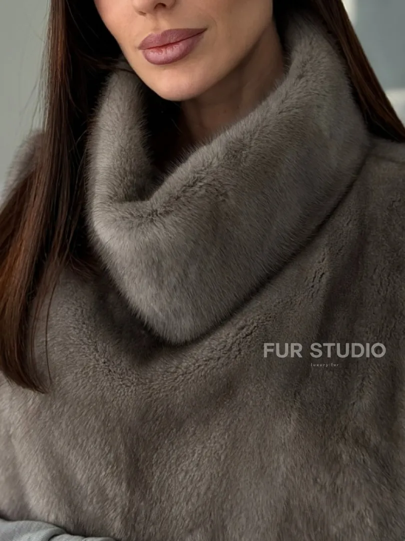 Манишка норковая серая - фото 1