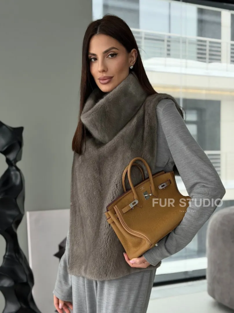 Манишка норковая серая - фото 16