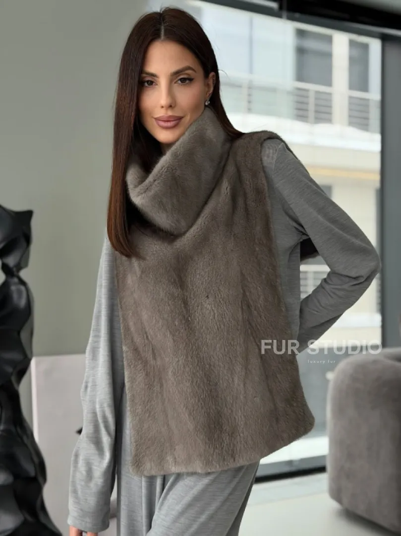 Манишка норковая серая - фото 10