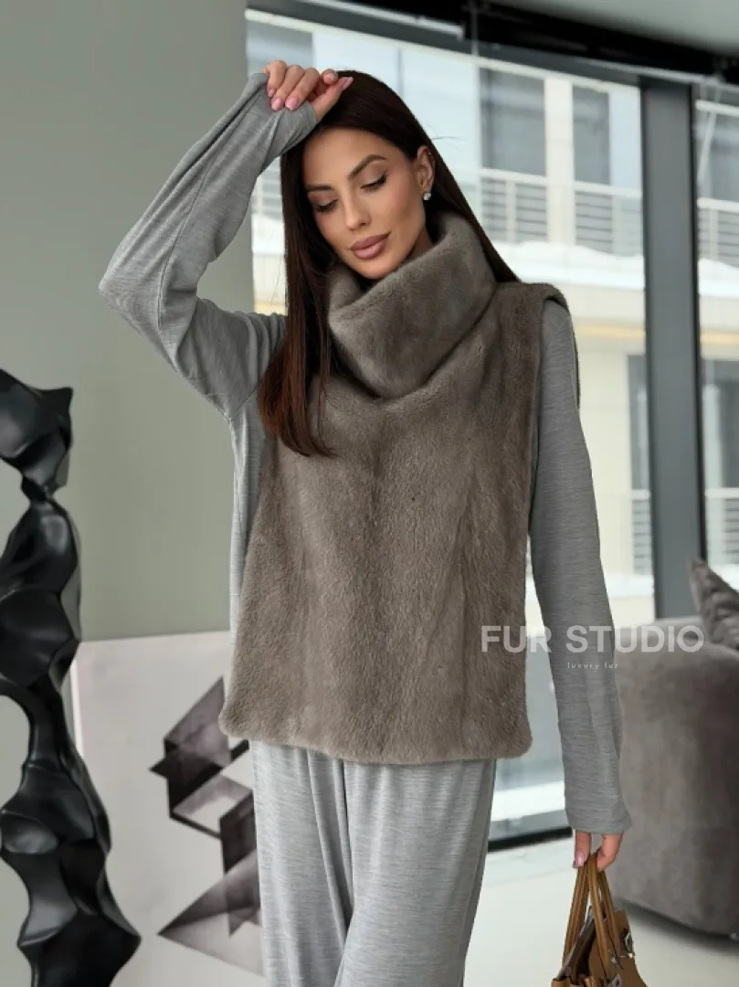 Манишка норковая серая - фото 23