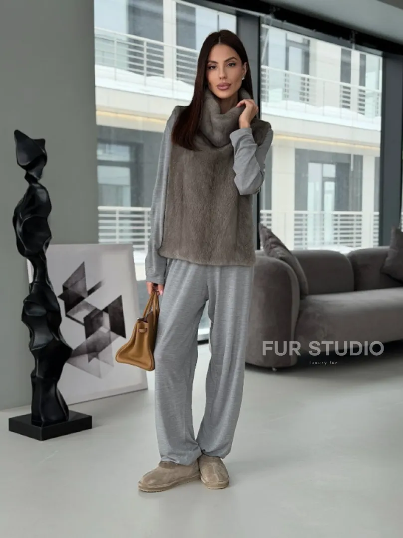 Манишка норковая серая - фото 15