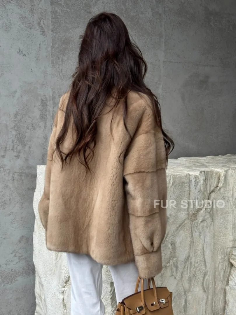 Норковый жакет с английским воротником - пастель