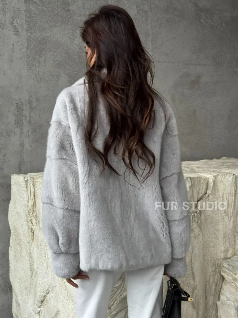 Голубая норковая шуба