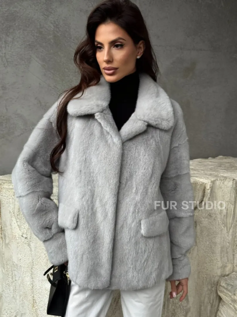 Голубая норковая шуба