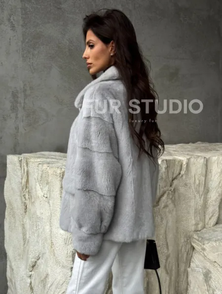 Голубая норковая шуба - фото 8