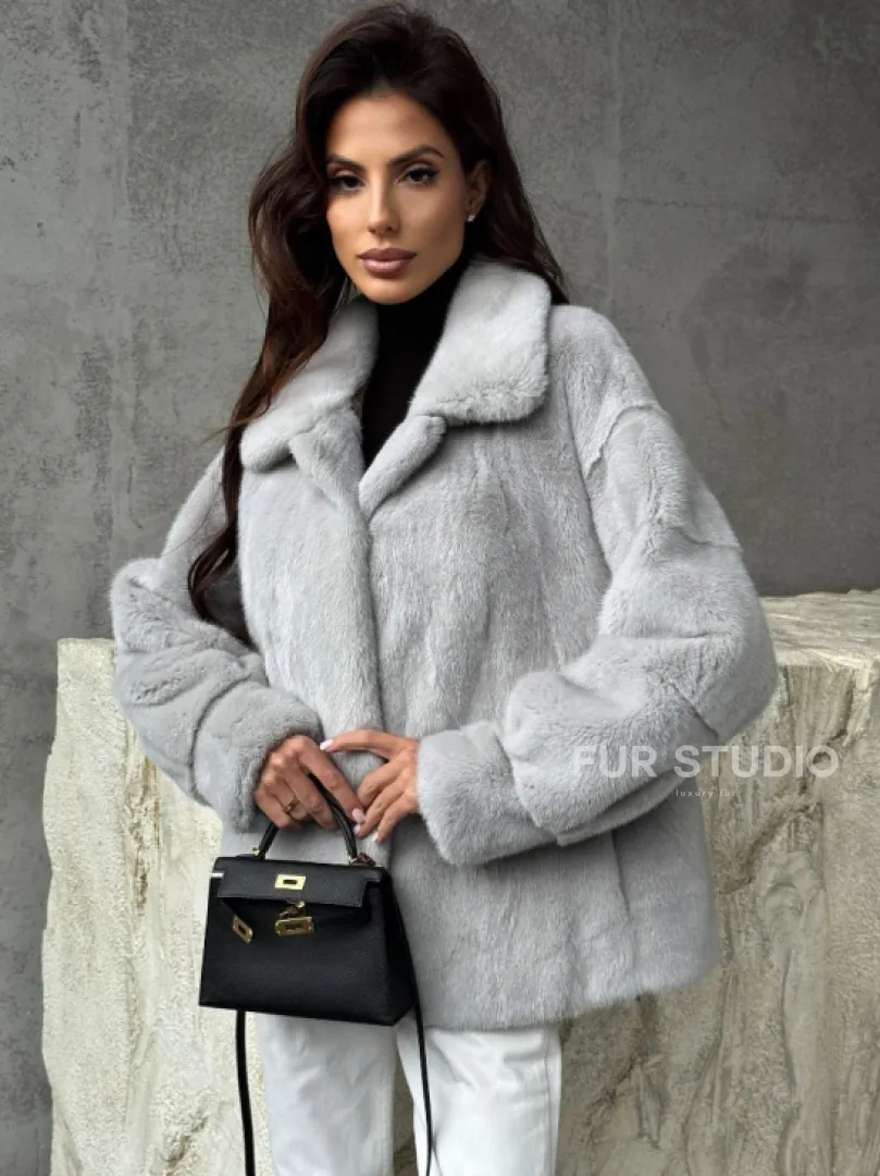 Голубая норковая шуба