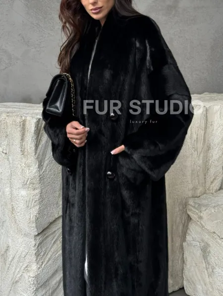 Черная норковая шуба из меха Saga furs - фото 1