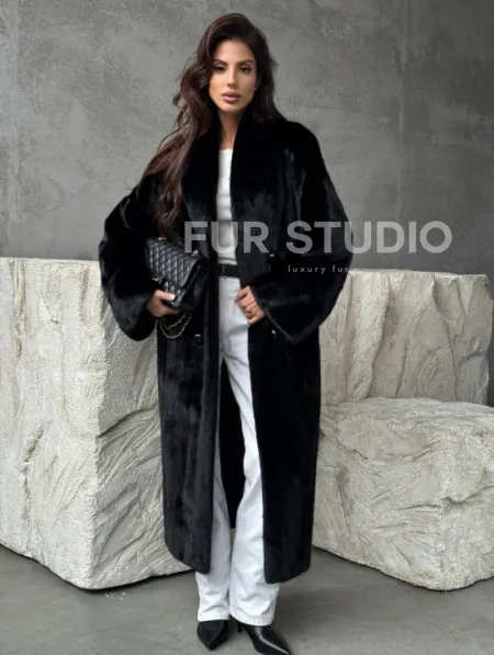 Черная норковая шуба из меха Saga furs - фото 5
