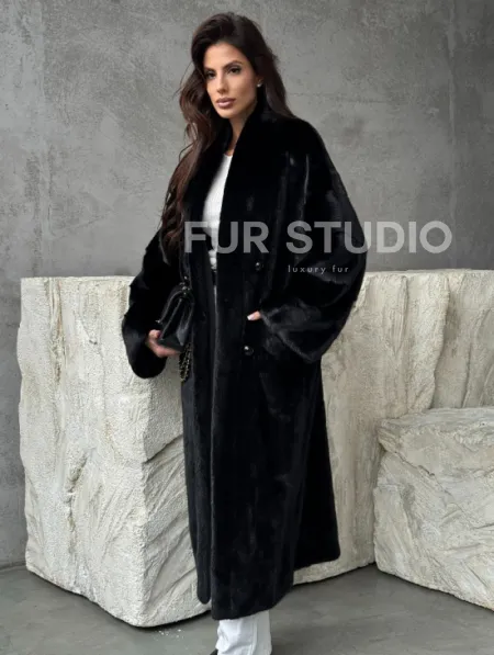 Черная норковая шуба из меха Saga furs - фото 6