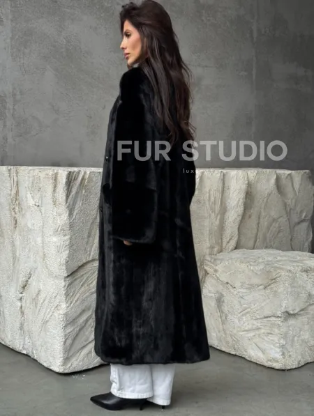 Черная норковая шуба из меха Saga furs - фото 2