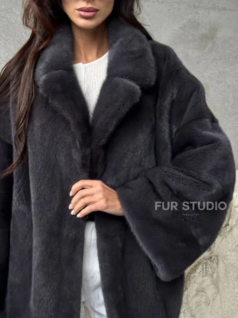 Серый норковый полушубок - автоледи