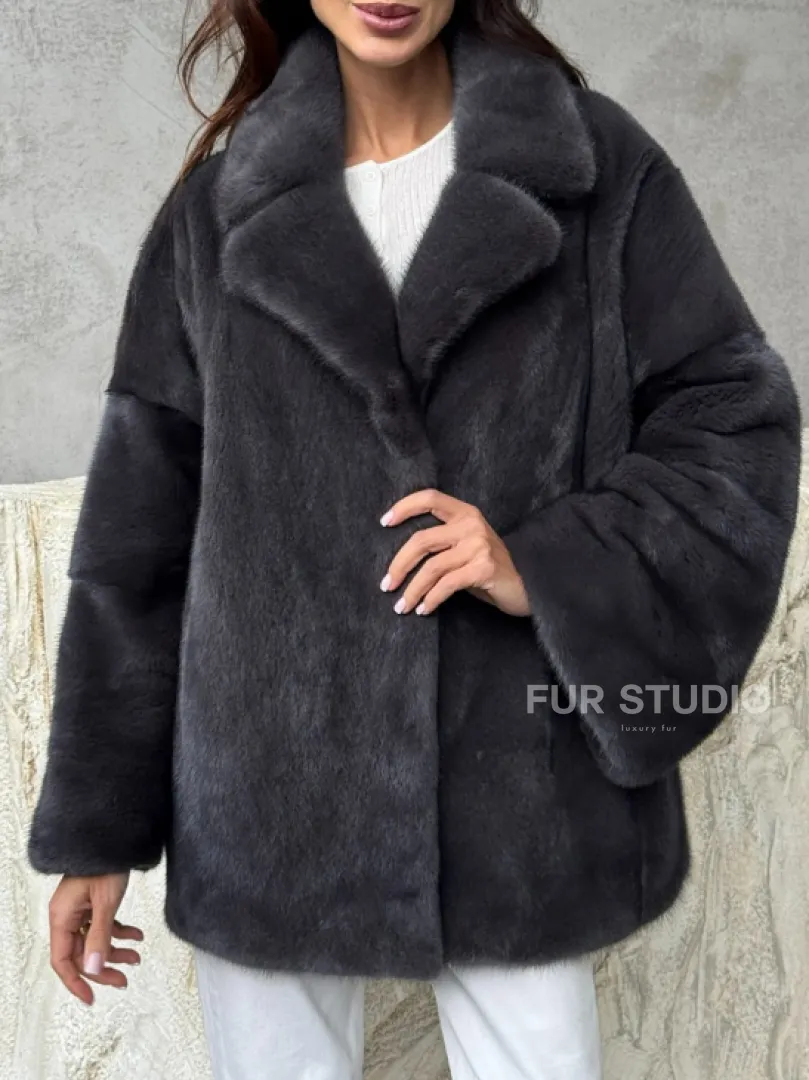 Серый норковый полушубок - автоледи